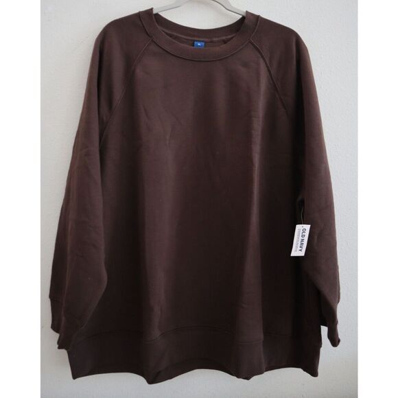 Old Navy Women Sz XL French Roast Brown Oversized French Terry Tunic Sweatshirt - Picture 1 of 9
